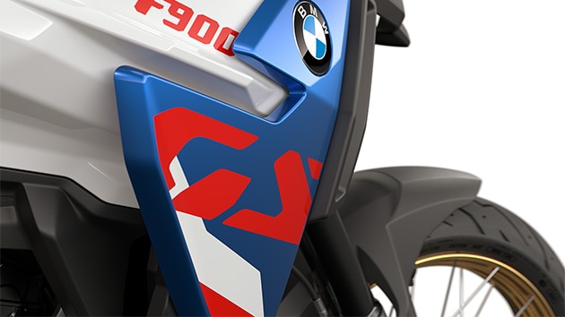 The distinctive GS logo on the F 900 GS from BMW Motorrad