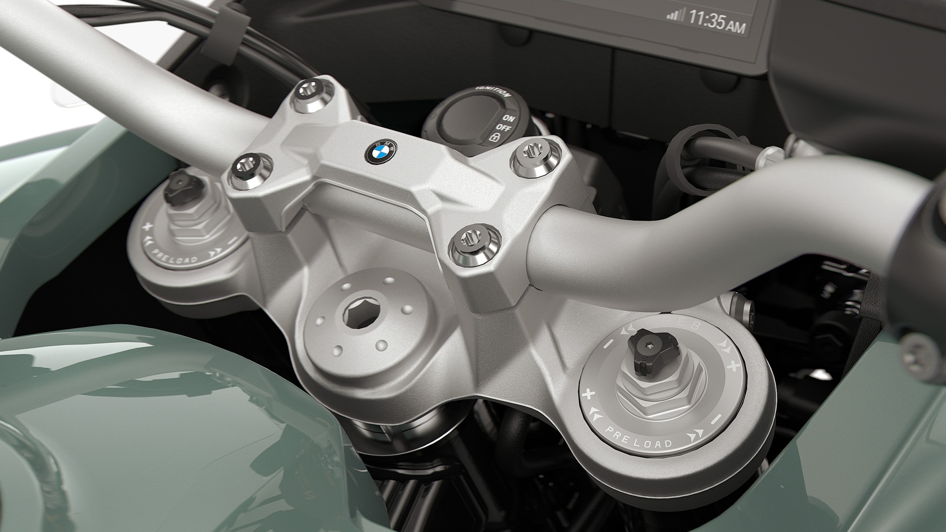 The adjustable fork of the F 900 GS Adventure from BMW Motorrad