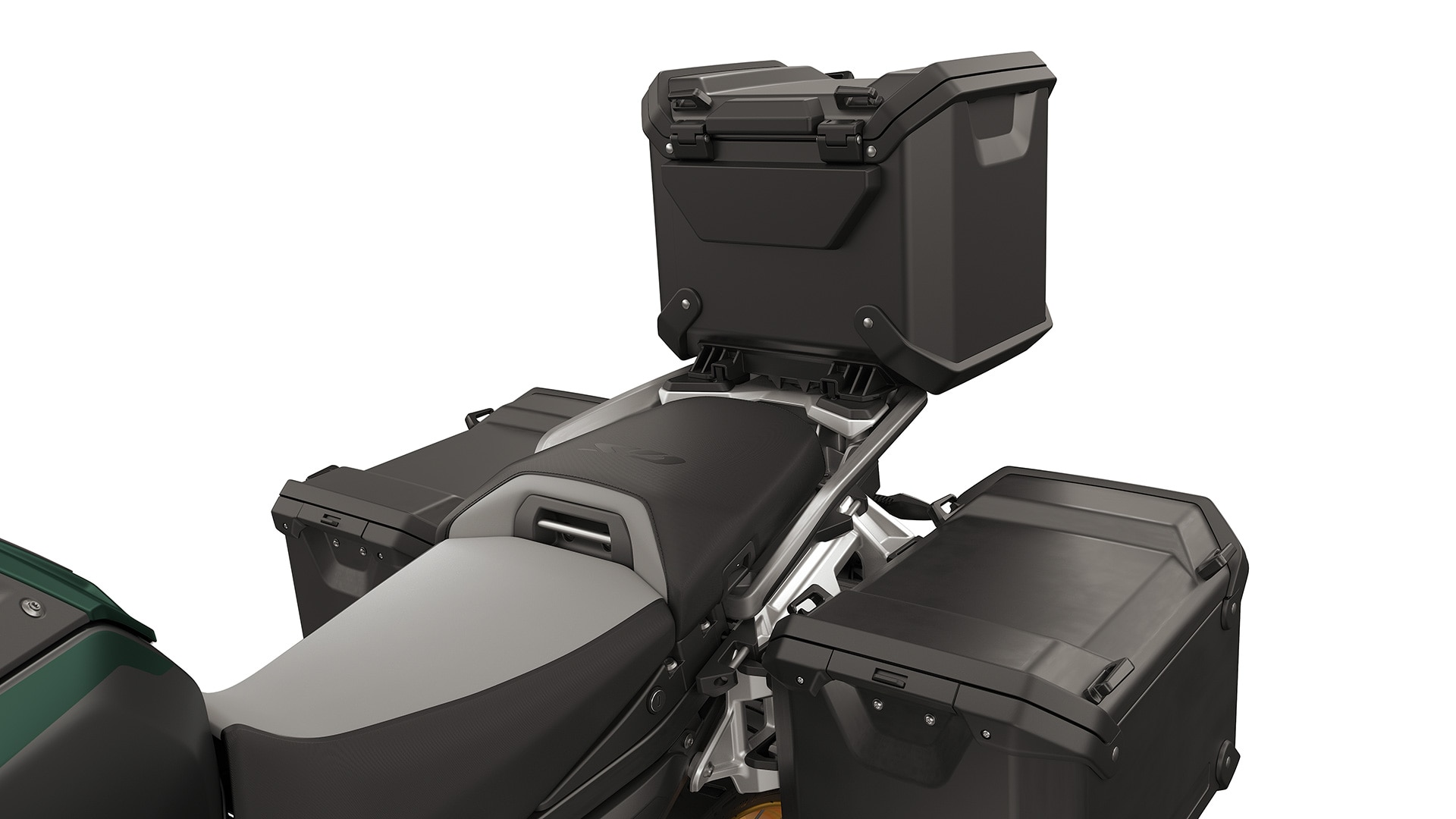 Luggage carrier and case holder, incl, black aluminium case and black topcase